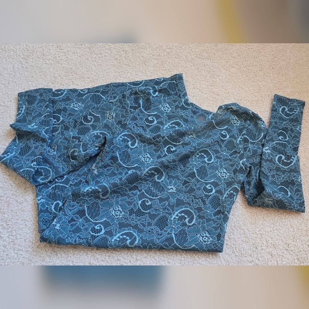 230. Aritzia TALULA "Clarendon" Light Teal Blue Lace Dress Tunic Top Size XS - Picture 9 of 9